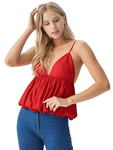 Women's Red Puff Crop Top Summer Slip Tanks & Camisoles Sexy Cropped Off Shoulder Sleeveless Top Backless Tank Tops, Crop Tops, Tank Tops, Camisoles, Sleeveless, Casual Shirts, Red, XS, S, M, L, United States, USA, Canada, Australia, New Zealand, United Kingdom, UK, red crop top, date night top red, red crop top UK, going out tops red, bardot crop top red, shopdrestiny.com